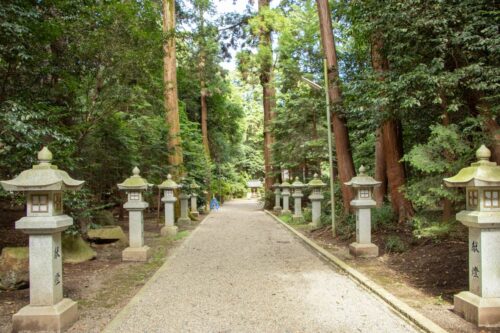 滋賀 竜王 苗村神社 参道 灯篭