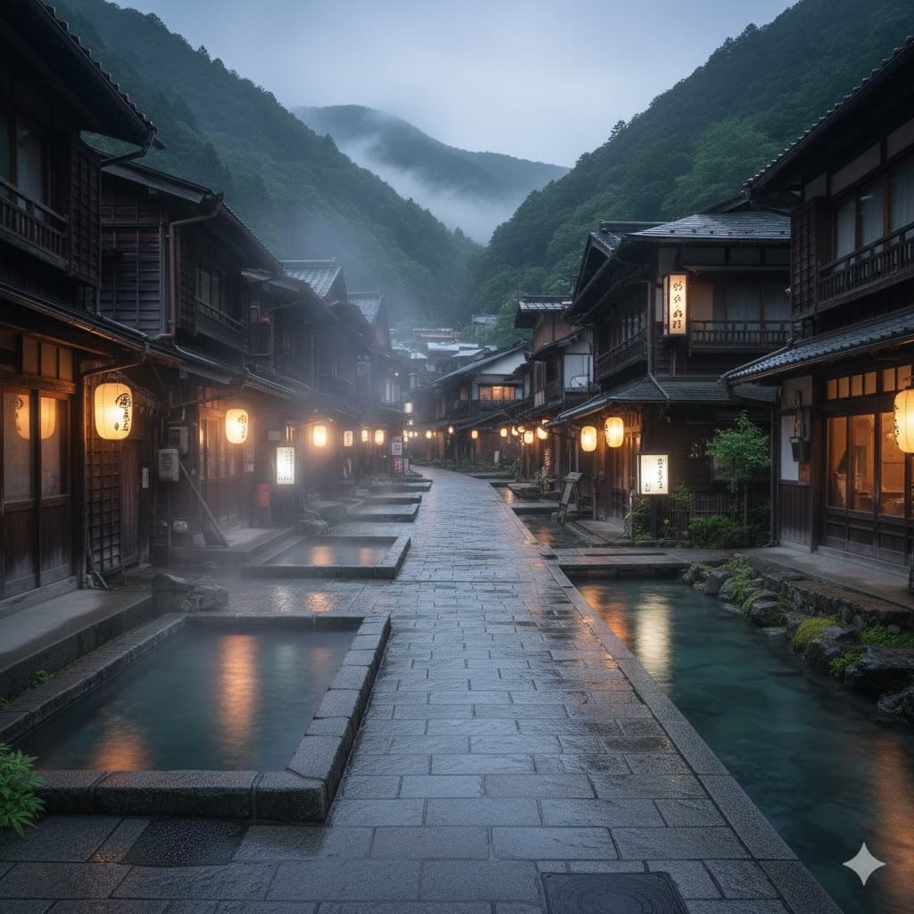 静寂な温泉街イメージ画像