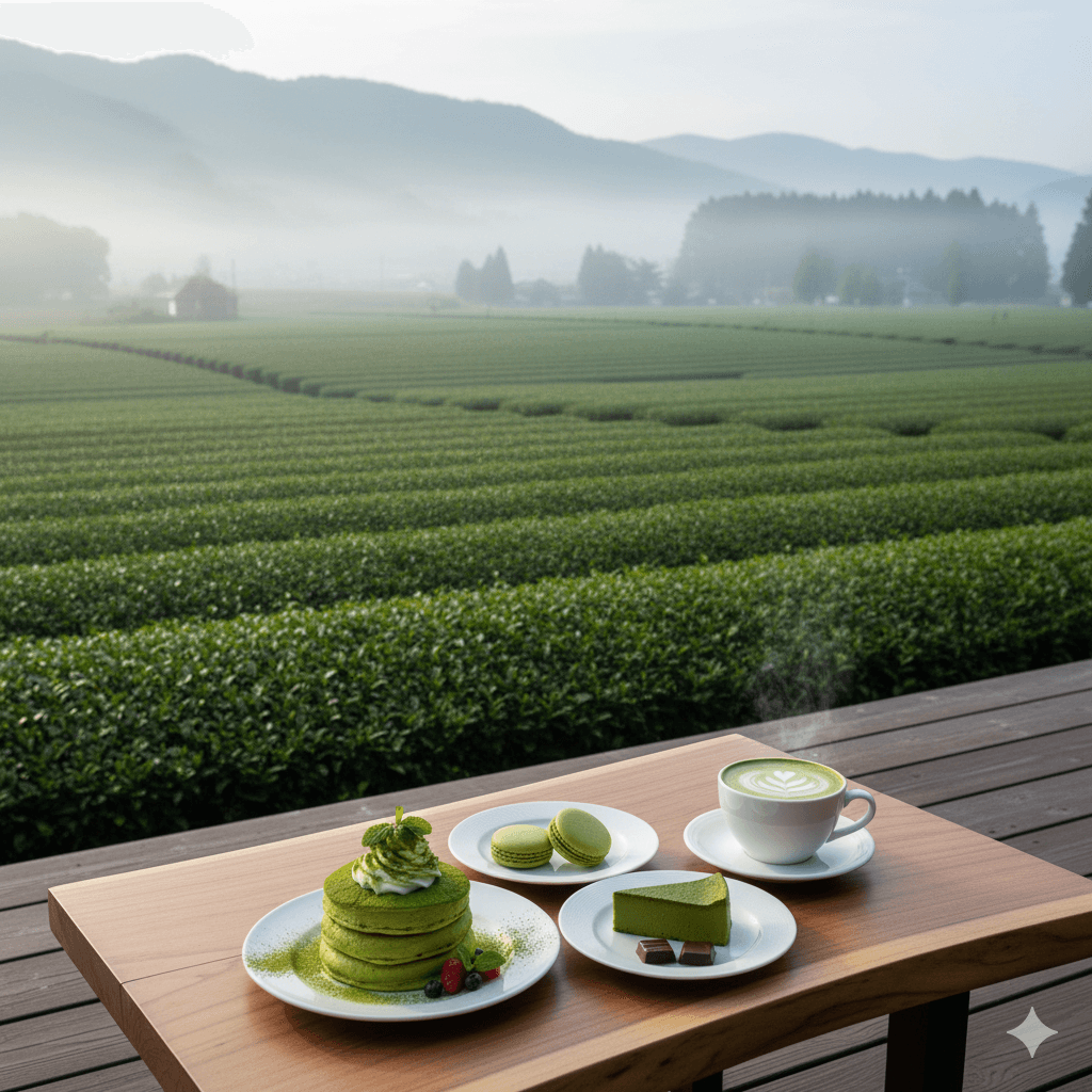 土山の茶畑とスイーツ画像